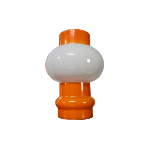 Vintage Tafellamp Glas Oranje/Wit