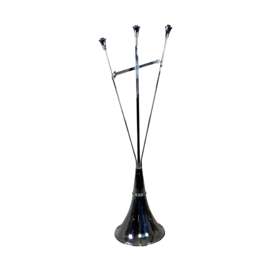 Staande Verchroomde Lamp In Art Deco Stijl, Jules Dewaele Bruxelles, Jaren 50 1