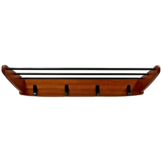 Midcentury Modern Design Kapstok, Hoedenplank 4 Haken Zwart 1