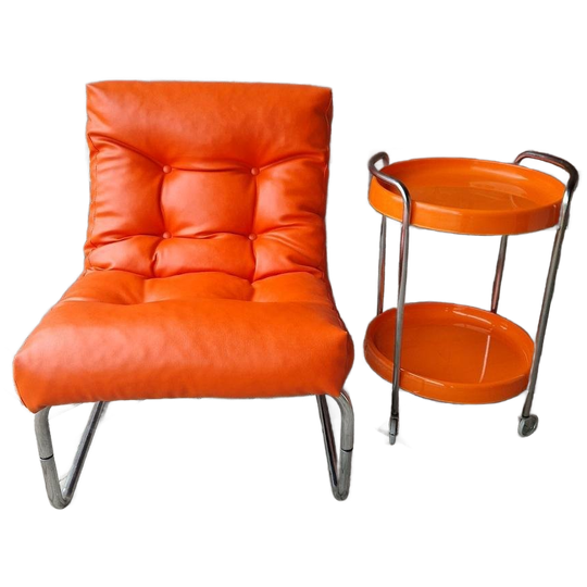 Set Vintage IKEA Pixi Fauteuil + Vintage Trolley Space Age 1