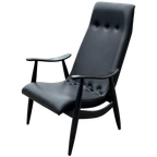Vintage Fauteuil Jaren 60 Zwart Louis Van Teeffelen Stijl thumbnail 1