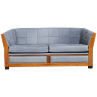 Leuke Schuitema Art Deco Design Bank Met Mooie Blauwe Nubuck Lederen Bekleding