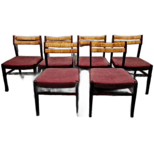Set Van 6 Vintage Stoelen Eetkamerstoelen Jaren 60 Jaren 70 1