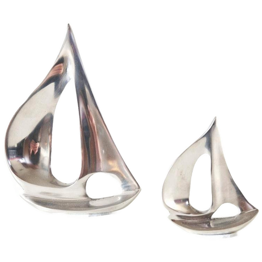 Vintage Beeld Set Alluminium Boten Art 1