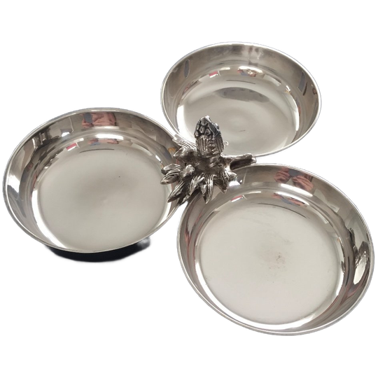 Aarti Verzilverd Metalen Presenteerschaaltje Met 3 Vakken. 1