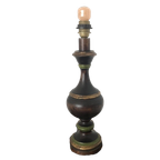 2 X Zeldzame Vintage Houten Voet Tafellampen In Bruin, Goud En Groen thumbnail 1