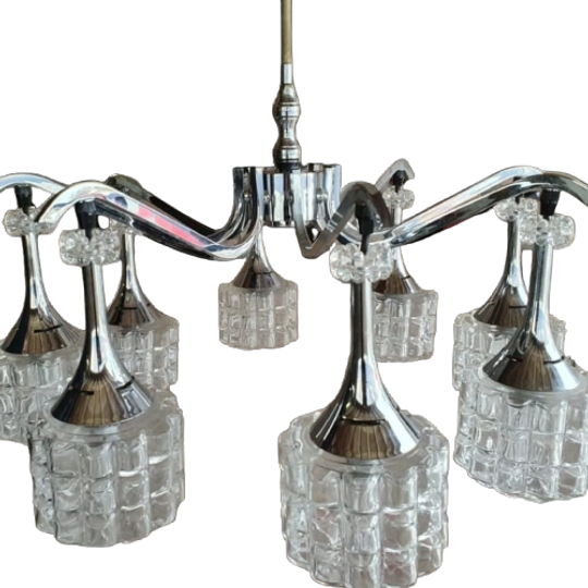 Space Age Plafondlamp Chroom Met Kristal 1