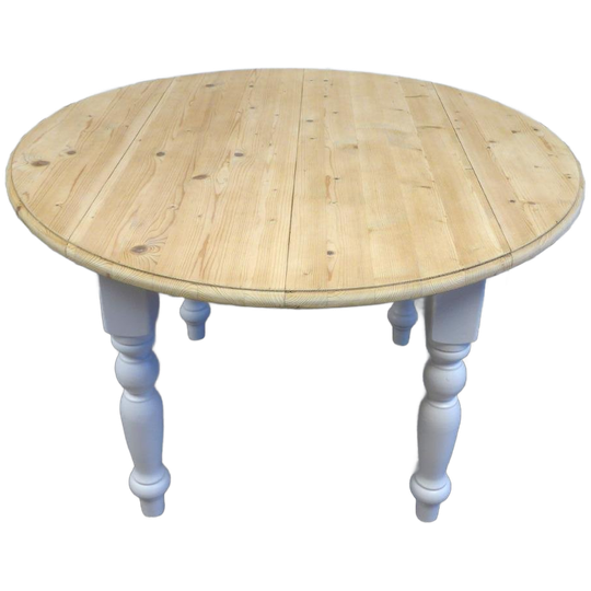 Prachtige Witte Landelijke Ronde Uitschuifbare Eettafel 1