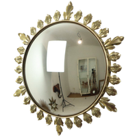 Vintage Metalen Zonnespiegel Convex Goud Deknudt Jaren 70