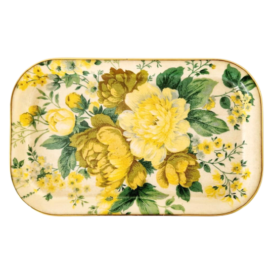 Fifties Vintage Dienblad Glasvezel Serveerblad Bloemen 1