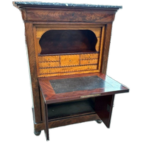 Zeldzame Mahonie Secretaire Met Marmeren Bovenblad 19e Eeuw
