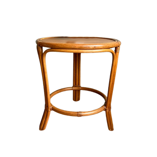 Vintage Rotan Bamboe Manou Tafel Salontafel Rond 1