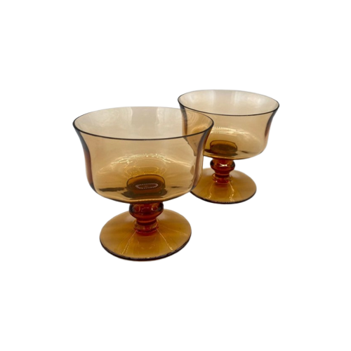 Set Coupe Glazen Amber Kristal 2 Stuks