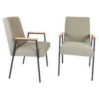2 Vintage Stoelen Metalen Frame Groene Bekleding