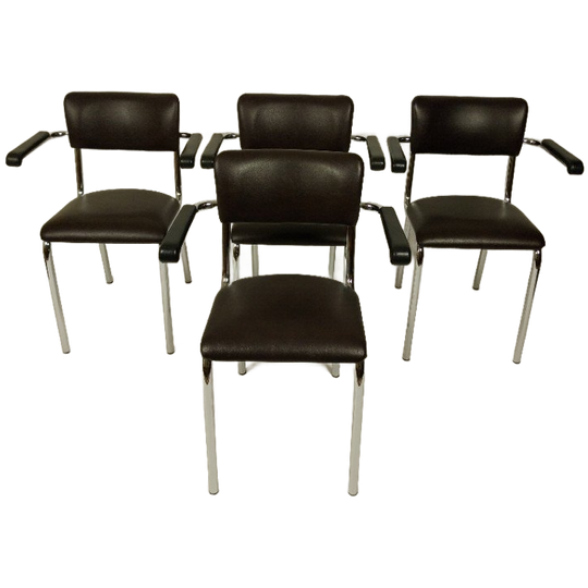 4 X Vintage Stoelen In Skai Leer By Unic Jaren 90 1