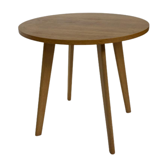 Vintage Ronde Bijzettafel In Eikenfineer, 1960 Tafeltje 1