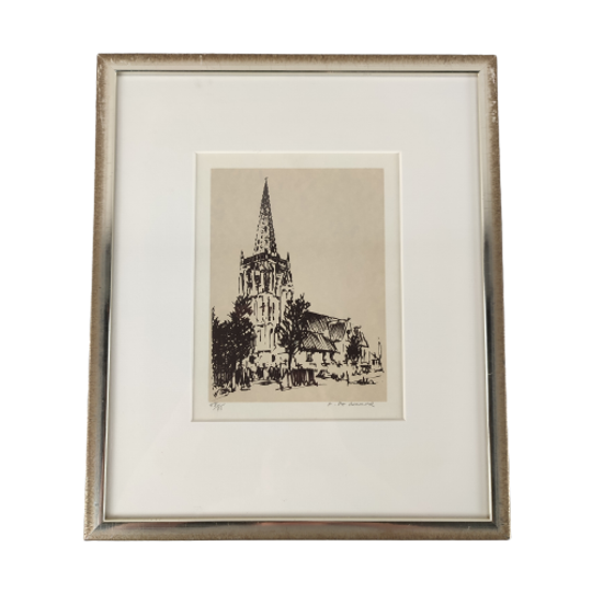 Paul De Cocker - Lithografie- Kerk Van Vinkem 1