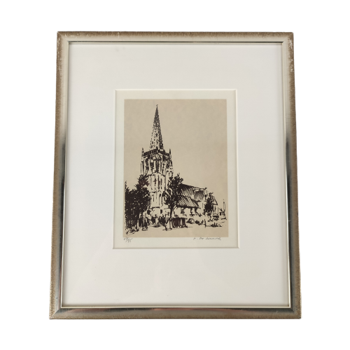 Paul De Cocker - Lithografie- Kerk Van Vinkem