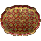 Florentijns Vintage Dienblad Rood/goud 60's thumbnail 1