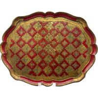 Florentijns Vintage Dienblad Rood/goud 60's