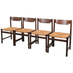 Mid-century Wengé Eetkamerstoelen Met Rotan Zitting - Set Van 4 thumbnail 1