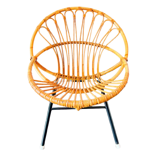 Vintage 60S Rattan Fauteuil Rohé Noordwolde / Gebroeders Jonkers - Design Dirk Van Sliedregt