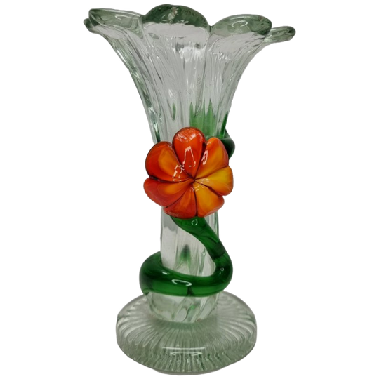 Vintage Glazen Vaas Met Bloemen 1