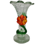 Vintage Glazen Vaas Met Bloemen thumbnail 1