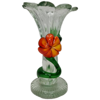 Vintage Glazen Vaas Met Bloemen