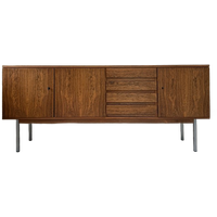 Vintage Palissander Dressoir / Sideboard Met 3 Deurtjes En 4 Lades