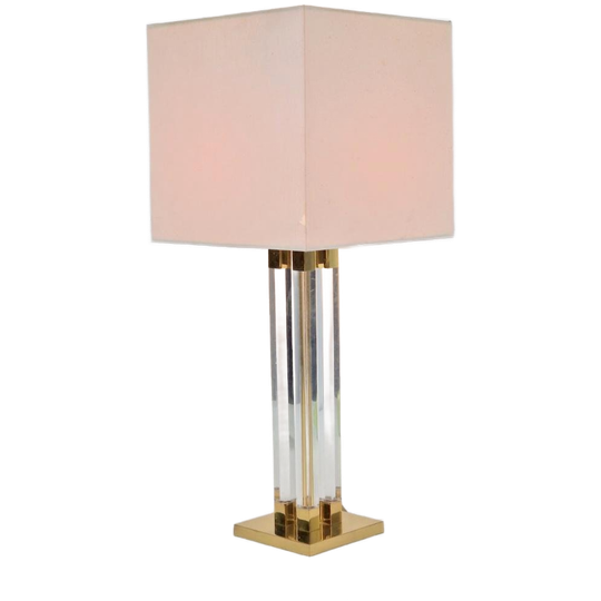 Vintage Plexiglas Tafellamp Eclectic Messing ´70 Regency 1