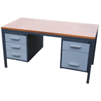 Metalen Bureau Met Teak Blad