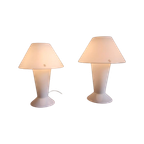 Paire De Lampes Peill & Putzler En Opaline Blanche, 1970-80 thumbnail 1