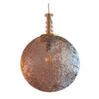 1960'S Pendant Ice Glass Lamp By Doria