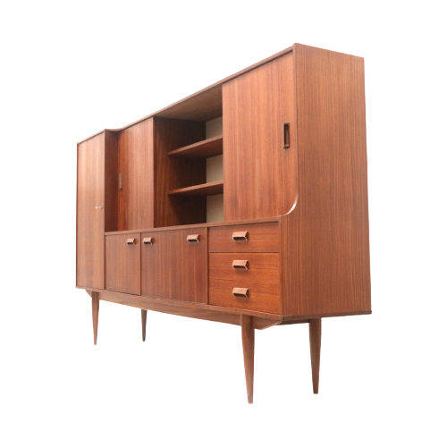 Groot Vintage Dressoir / Highboard / Wandmeubel Gemaakt In De Jaren ’60