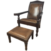 Antieke Kasteel Fauteuil/Chipperchair Inclusief Kruk
