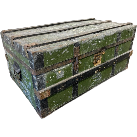 Vintage. Xl Metalen Industriële Groene Koffer / Kist 1