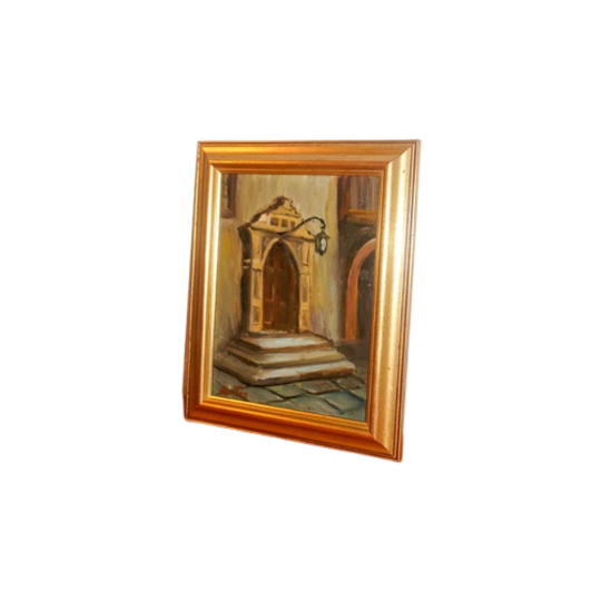 Vintage Architectural Painting * Signed Framed Oil Painting 1