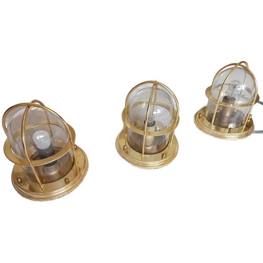 Set Van 3 Vintage Gouden Schip Stijl Plafondlampen 1
