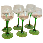 Vintage Wijnglazen Groene Voet thumbnail 1