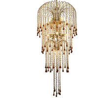 Xxxl Vintage Murano Teardrop Bruine Pegels Kroonluchter Goud Frame