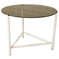 Vintage Metalen En Gerookte Glas Bijzettafel, Rond