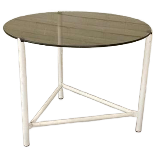 Vintage Metalen En Gerookte Glas Bijzettafel, Rond 1