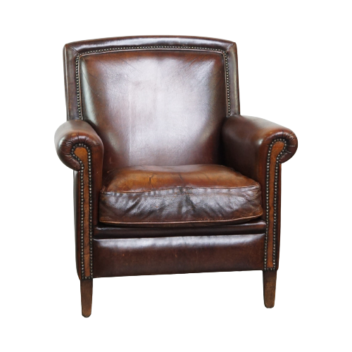 Vintage Schapenleren Armchair/ Fauteuil Met Prachtige Warme Kleuren En Een Geweldig Zitcomfort