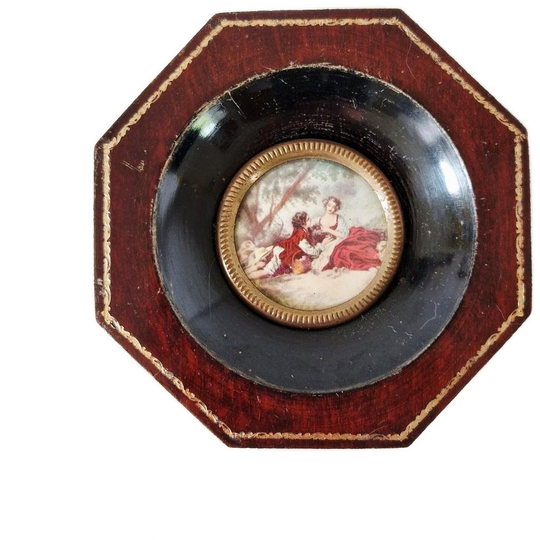 Antiek Lijstje Met Prentje Achter Glas 1