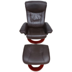 Verstelbare Leren Relaxfauteuil Met Voetenbank thumbnail 1
