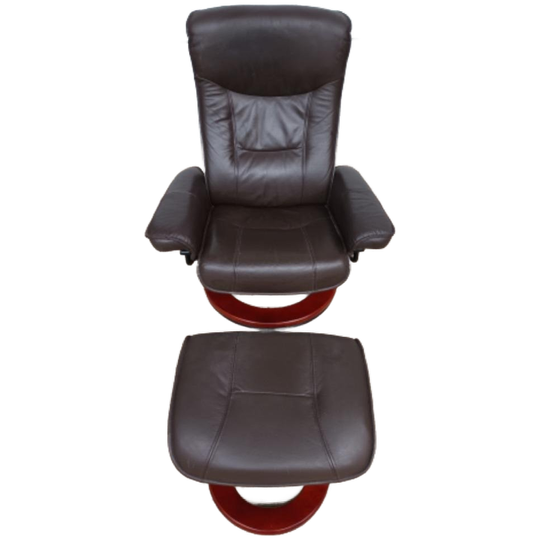 Verstelbare Leren Relaxfauteuil Met Voetenbank 1