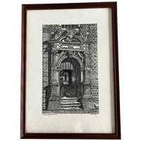 Gravure Tekening Van Jan Berger (1863-1930) Oude Vrouwenhuis Te Hoorn