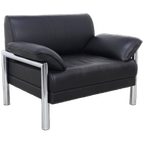 Postmoderne Fauteuil In Chroom & Leer, 1980s thumbnail 1