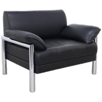 Postmoderne Fauteuil In Chroom & Leer, 1980s